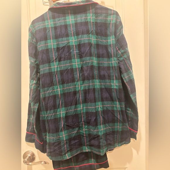 Talbots Size M Cotton Flannel Sleep Set Pjs Pajamas Tarten Blue Green Plaid - Picture 3 of 9